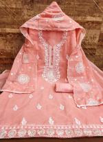 Modal Peach Festival Wear Sequins Work Dress Material